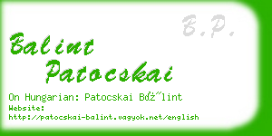 balint patocskai business card